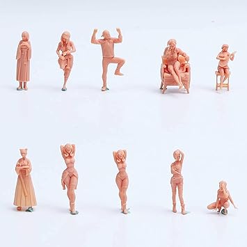 ZEDACAKAI (10 Pcs 1/43 Figure Casual Beauty Model Resin Young Man Beautiful Girl Miniature Garage Kit Need to Be Colored by Yourself