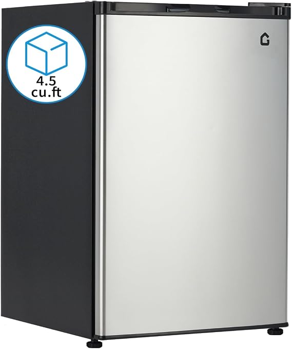 4.5 Cu.Ft Mini Fridge with Freezer, Small Refrigerator w/Single Door, Adjustable Thermostat Energy-Efficient Low Noise, Compact Fridge for Bedroom, Office, Dorm