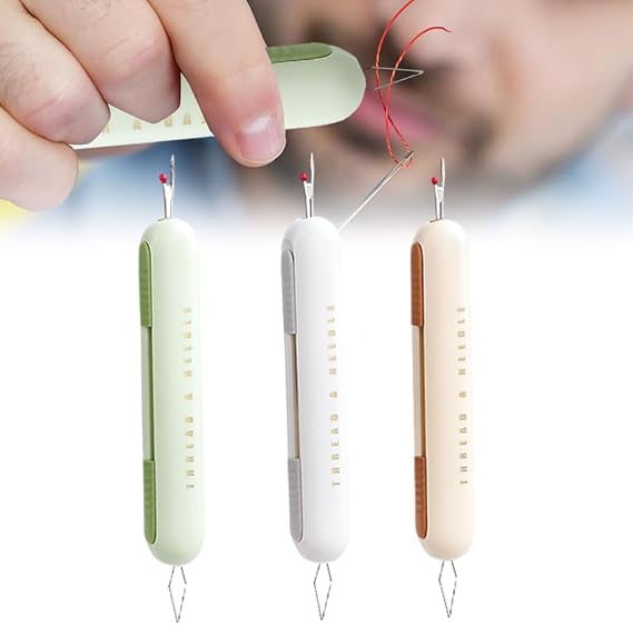 2 in 1 Needle Threader and Seam Ripper Set, 2024 New Sewing Tools for DIY Sewing Craft Knitting Embroidery Sewing Needle Threading and Seam Ripper for Sewing Supplies (3 PCs)