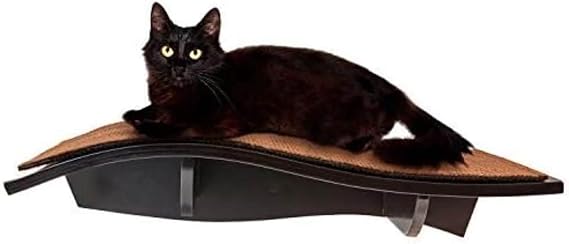 Arf Pets Cat Shelf, Wall-Mounted Desined Wooden Cat Perch - Holds Cats Up to 44 Lb