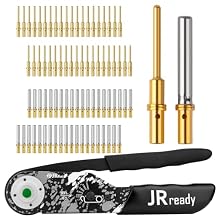 JRready New-DT2 Deutsch Crimp Tool for DTP, DT, DTM Connectors, Size 12, 16, 20 Solid Contacts. Equivalent to HDT 48 00 Deutsch Crimper(12-22AWG),Gold Plated #20 Solid Contact 20-22 AWG