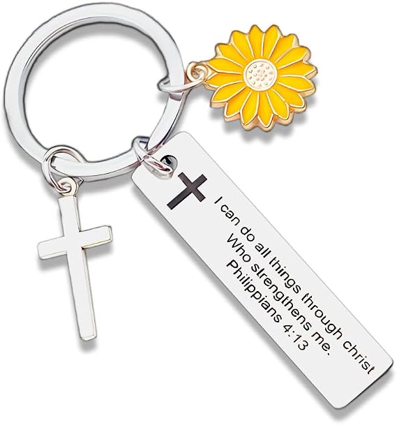 Christian Bible Verse Gifts Keychain Inspirational Scripture Keychains with Cross Pendant I Can Do All Things Through Christ Who Strengthens Me Philippians 4:13