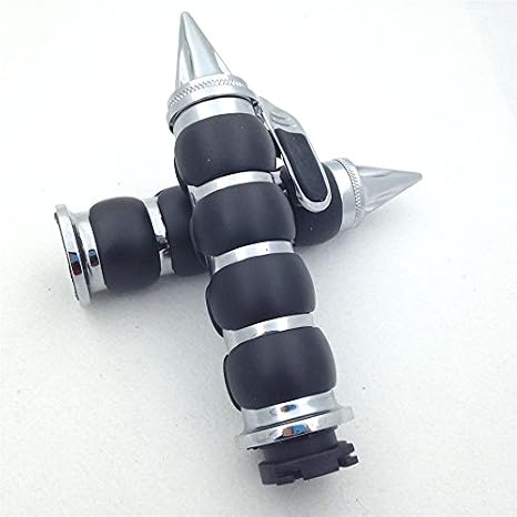 HK Motorcycle Chromed Spike 1" Rubber Hand Grip With Contoured Throttle Boss For Intruder LC 1500 Boulevard C90 Volusia 800 Boulevard C50 Marauder 800 Boulevard M50