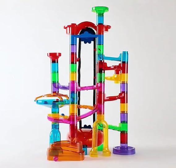 Ifollower 201Pcs Marble Run Kit with Motorized Elevator, Upgrade Mable Track Maze Race Construction Game, STEM Building Learning Toy, Birthday for Boys Girls Aged 3-12