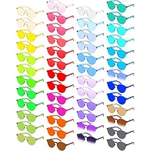 Xuhal 50 Pairs Colored Sunglasses Rimless Round Party Sunglasses Frameless Colored Glasses Transparent Candy Color Tinted Eyewear for Women Men Girls Adults