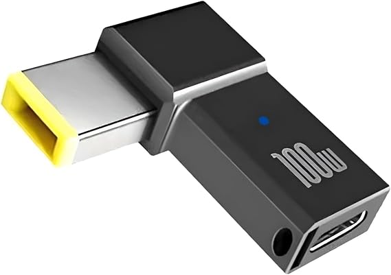 USB C to DC Tip Adapter, 100W PD Power ThinkPad Laptop Charging Cable | Adapter with USB C Female Input to Slim Tip Rectangle, Zinc Alloy PD Charge Converter for Lenovo ThinkPad Laptops