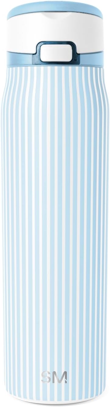 Simple Modern Water Bottle with Straw & Handle | 24oz | Striped | Mesa Loop Insulated Water Bottle for School, Sports, Travel | Leak Proof, Stainless Steel | Seaside Stripes