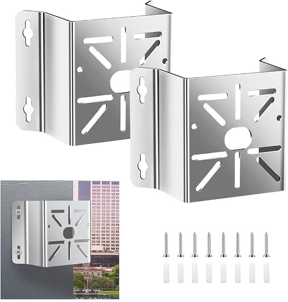 FACAIIO 2 Pack Corner Security Camera Bracket, 304 Stainless Steel Wall Mount for Hikvision, Silver Finish