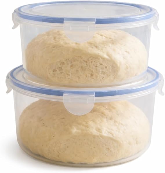 Pizza Dough Proofing Box 2-Piece Dough Proofer & Bread Proofing Box, Round Dough Proofing Storage Organizer with Lid Stackable Fermentation Containers