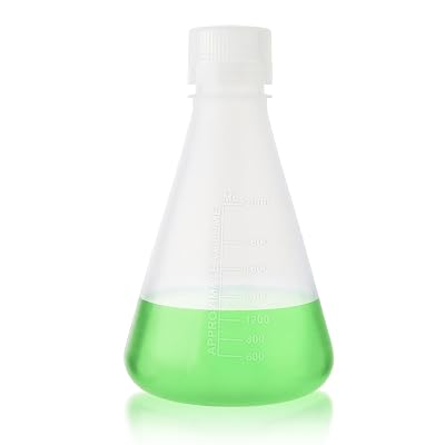 Utile Plastic Erlenmeyer Flask Set, Vol.2000ml Scientific Conical Flask Laboratory Flask with Screw Cap, PP Material, with Molded Graduations, 4023.0682.001