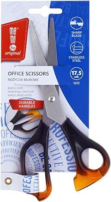 Amex Mebobe Office Scissors, Multi-Purpose Stainless Steel Office Scissors with Comfortable Grip, Rustproof Scissors, Multifunctional Scissors, Design Universal Scissors, Amber 17.5 cm