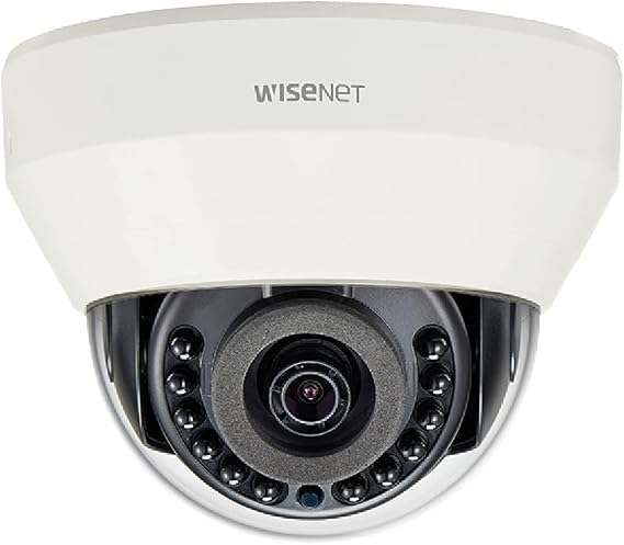 Hanwha LND-6011R L Series Indoor Dome Camera, 2MP @ 30fps,3mm Fixed Focal Lens (102), Double codec H.264/MJPEG, Wisestream II, 120dB WDR, IR LEDs, Hallway View, SD Card, PoE