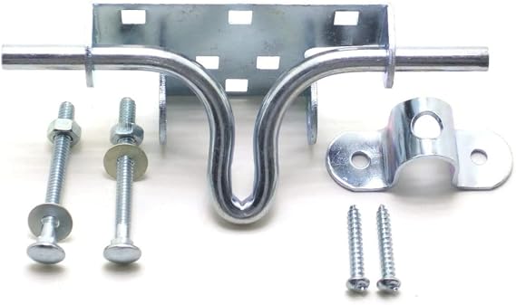 NU-SET Heavy Duty Steel Slide Action Bolt Gate Latch for Wooden or Metal Fences Shed Barn Doors.  with Carriage bolts and 1 way screw, 1-Pack, 2891-3
