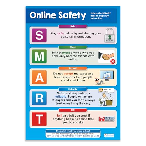 Daydream Education Online Safety Poster - Laminated - LARGE FORMAT 33 x 23.5 - Internet Safety Classroom Decoration - Bulletin Banner Charts