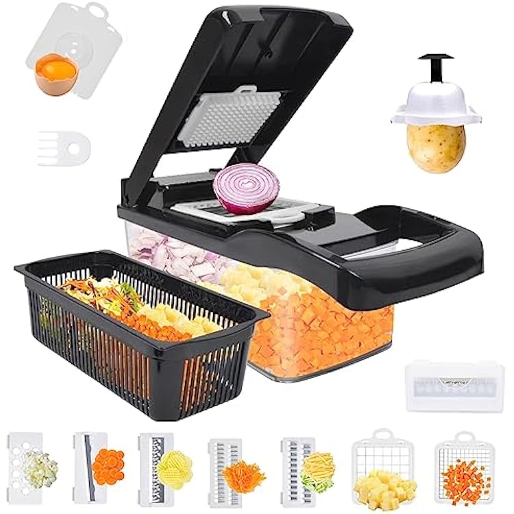 Vegetable Chopper White 12 in 1 multifunction food veggie slicer and chopper onion dicer White