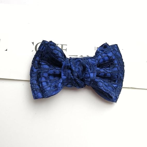 50 Pcs Double Layers Bows, 6 cm Bowknot for Crafts, Sewing, Hair Clip Making, Clothing Accessories, Dark Blue