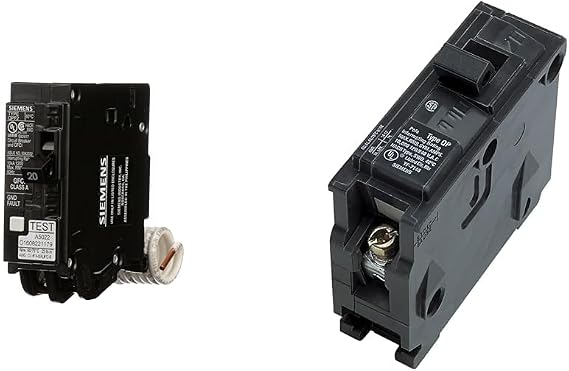 Siemens QF120A Ground Fault Circuit Interrupter, 20 Amp, 1 Pole, 120 Volt, 10,000 AIC, Black & Q115 15-Amp Single Pole Type QP Circuit Breaker
