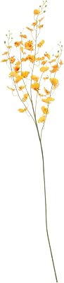 Fake Oncidium Orchid Artificial Flower Single Stem DIY Home Vase Decorative Silk Floral Arrangement for Wedding Office Valentines Day and Flexible Orange Simulation Bloom