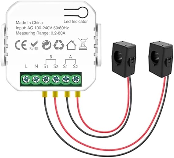 Tuya Wifi Power Meter with Current Transformer Clamp 2 Channel 80A Meter Home Wattmeter