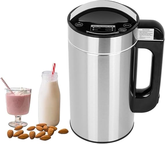 Nut Milk Maker, Automatic Almond Milk Machine for Homemade Plant-Based Milk, Oat, Soy, Dairy Free Beverages, 20 oz Soy Milk Maker with Delay Start/Keep Warm/Self-Cleaning/Boiling,Silver