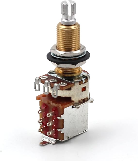Bourns 500k Push Pull Potentiometer - Long Split Shaft, Audio Taper, DPDT, Low Friction Guitar Pot