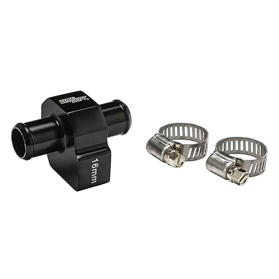 GlowShift 16mm 58 ID Hose Attachment Adapter for Water Coolant Oil Transmission Temperature Gauge Sensor - Includes Hose Clamps