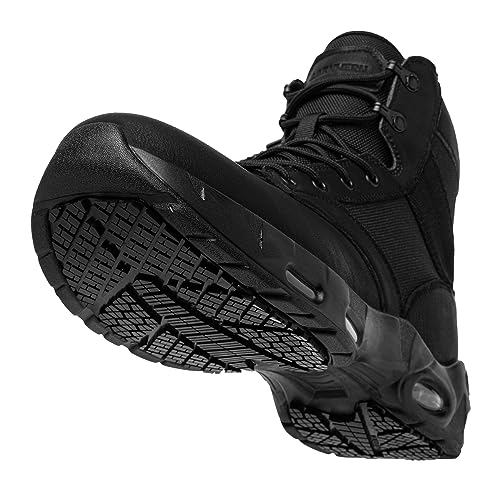 LARNMERN Non Slip Mens Boots Slip Resistant Work Shoes Sole-Cushion Side Zipper Comfort Botas Militares Hombre Zapatos de Trabajo Black