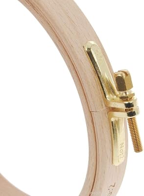 Nurge Premium Quality 16 mm Wood Embroidery Hoop, Cross Stitch Hoop with Gold Plated Adjustable Brass Screw No:5 220mm = 8.66 ~ Approx 8 0.6 Thickness