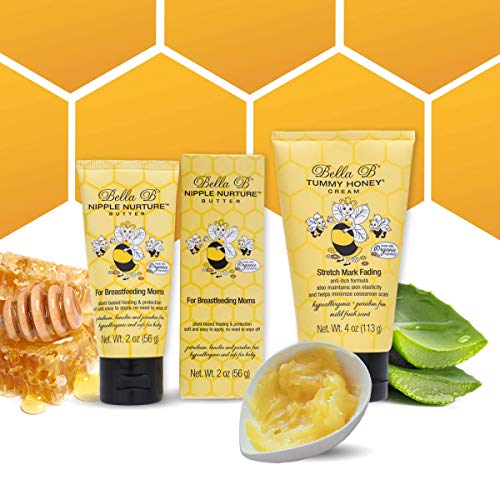 BELLA B Bundle Nipple Nurture Butter 2 oz & Tummy Honey Cream 4 oz - Organic Nipple Cream for Breastfeeding - Organic Nipple Butter - Breastfeeding Cream - Stretch Mark Prevention Cream