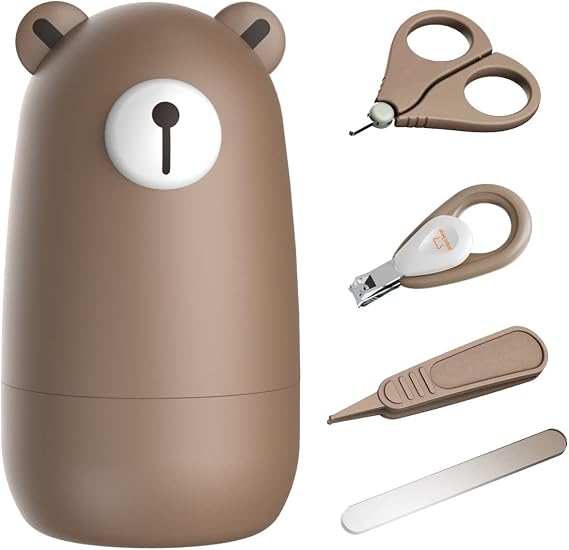 PAPABEAR Baby Nail Clippers Set with Cute Case, Infant Fingernail and Toenail File Kit for Newborn Manicure and Pedicure, New Mom Grooming Gift
