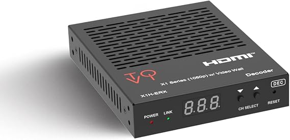 ToVi 1080p AV Over IP Receiver with H.265/H.264, PoE, RS-232, Audio Embedding/Extraction, Video Wall Support, 100m CAT6 Transmission (X1H-ERX)