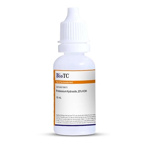 Potassium Hydroxide Solution 20% KOH, 15 mL Dropper Bottle, Aqueous Chemical Reagent for Laboratory and Educational Use
