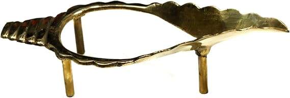 ASHIRWAD Brass Shankh Stand valampuri sangu Shankha Dakshinavarti Vamavarti Metal (6.3 inches)