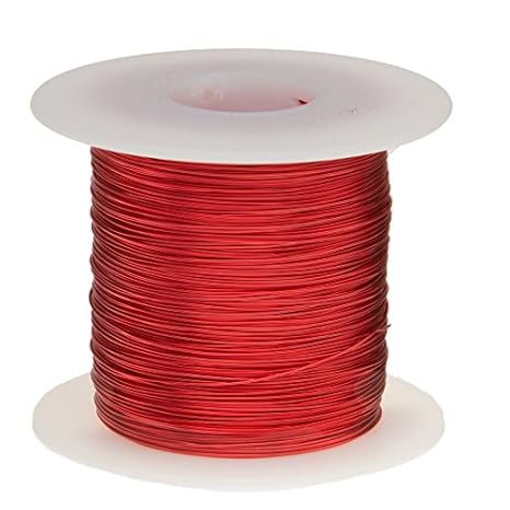 Magnet Wire, Heavy Build Enameled Copper Wire, 24 AWG, 2.5 Lbs, 1975' Length, 0.0223" Diameter,Red