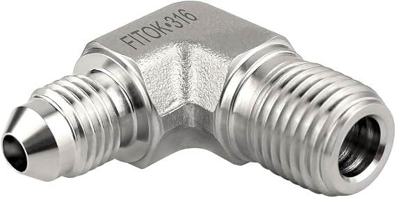 37 Degree Flared Tube Fitting Elbow 3/8" Male JIC 3/8" Male NPT 316 Stainless Steel 5000 psi, SS-LM-AN6-NS6