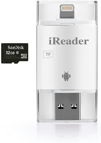 CyberTech Lightning iReader USB Micro SD Card Reader TF Card Reader for iPhone 6 6S iPhone 6 6S Plus iPad Air, for Android Phone, Support FAT32 & exFAR (Not for Standard SD Card)