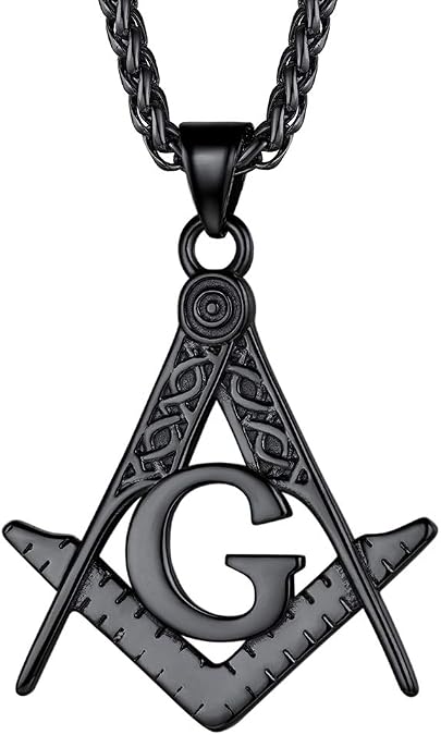 FaithHeart Masonic Necklace for Men, Freemason Compass Symbol 18K Gold Plated/Stainless Steel Free and Accepted Masons Pendant Jewelry with Gift Box