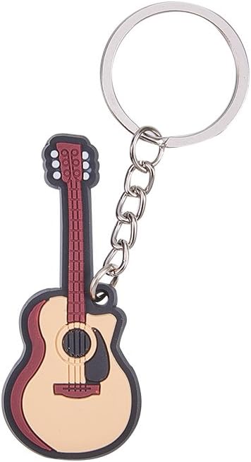 WANDIC 1PC Creative Guitar Keychains Silicone Ukulele Pendant Keychain Musical Instrument Pendants Key Ring for Gift Backpack Wallet Key Decoration