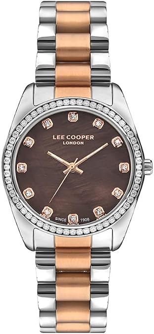 Lee Cooper Women's Watch with Silver/Rose Gold Metal Strap Analogue Display LC07478.540