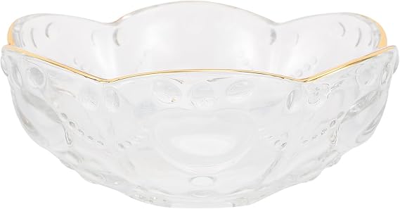 1 Pc Gold Rim Glass Bowl Glass Popcorn Bowl Salad Serving Bowls Glass Candy Tray Fruit Bowl Glass Serving Bowls Large Serving Bowls Individual Salad Bowl Japanese-style Snack Bowl
