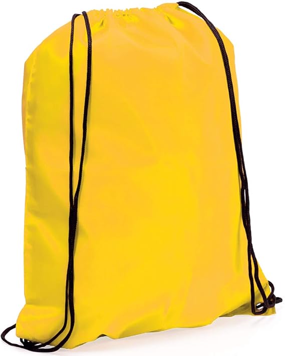 eBuyGB Nylon Drawstring/Backpack – Ideal For events and activities, school, gym, sports, swimming, bookbag's yellow