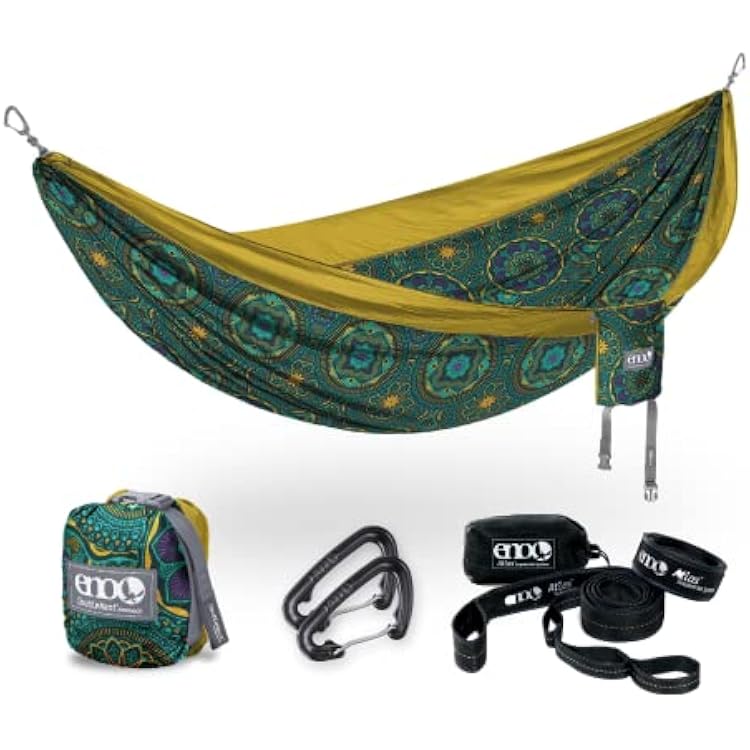 ENO Bundle, Includes The SingleNest Hammock & Atlas Suspension System, Lightweight, Durable Hammock with Straps for Camping, Hiking & Travel, Print MantraGold