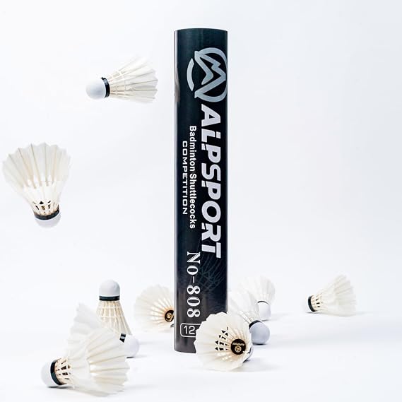808 12 Pack White Goose Feather Badminton Shuttlecocks Birdies, High Speed Training Shuttlecock Balls with Great Stability and Durability for Indoor Outdoor Sports
