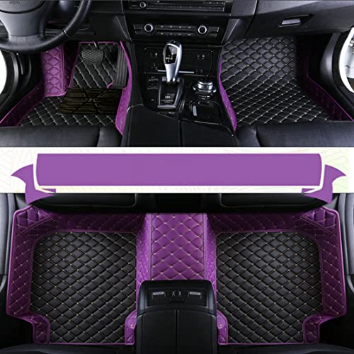 Custom Automotive Floor mats Fit for Dodge Challenger Charger Durango Journey RAM 1500 Reg Cab Ext Full 2009-2022 Luxury Leather Waterproof Floor mats Logo Edge Purple Medium Black Beige