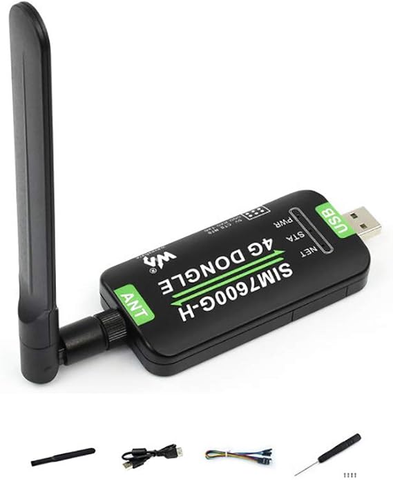 Industrial Grade SIM7600G-H 4G DONGLE with Antenna,4G Communication,GNSS Positioning, 2G/3G/4G Network Connection, Global Band