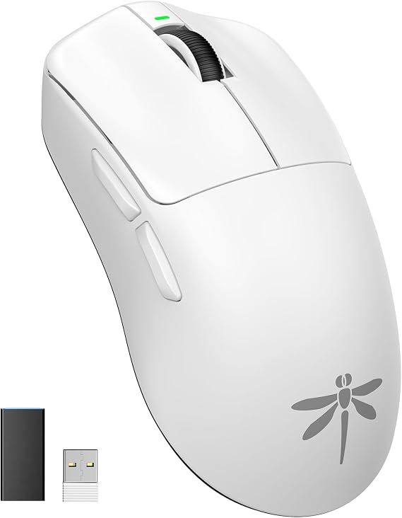 VGN Dragonfly F1 Pro Max Wireless Gaming Mouse, 130h Playtime Long Endurance, 55g Lightweight, PAW3395 26K DPI Flagship Sensor, 4000Hz Polling Rate Supported, Low Latency Esports Peripherals, White