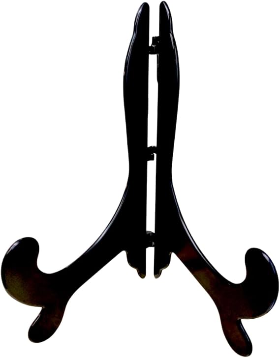 SISI UK Black Plastic Folding Easel Stand – Medium Plate or Photo Display Holder for Pictures, Albums and Decorative Items Medium (Fits 3 to 6 Inch, Pack of 1)