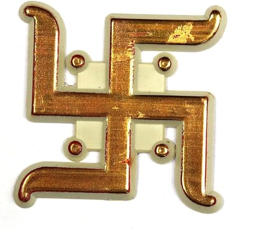 ASHIRWAD Golden Om Swastik Shubh Labh Wall Sticker, Temple Decal, Car Decoration (1.25 inches 10 pcs Swastik)