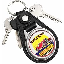Brotherhood Meccano Racing Motor Car Construction Seal VintageVintage Style Round Keychain Key Holder Key Ring For Men Heavy Duty Car Keyring For Men and Women