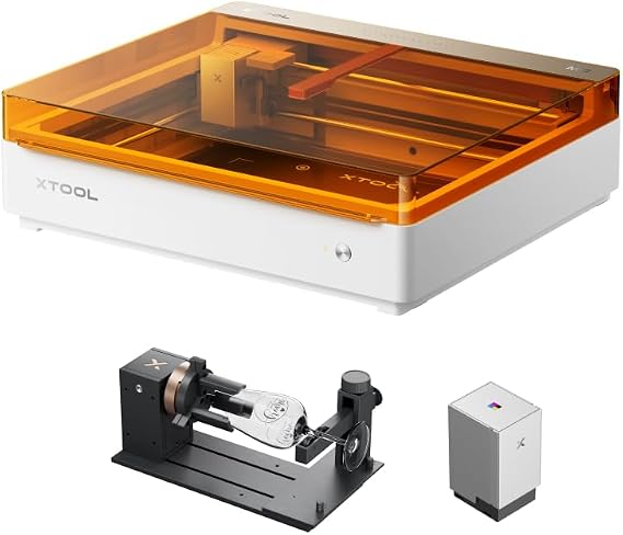 xTool M2 10W Diode Laser Engraver and Cutter Machine Bundle with CMYK Inkjet Printing Module & RA3 Lite Smart MagSwap Rotary Attachment